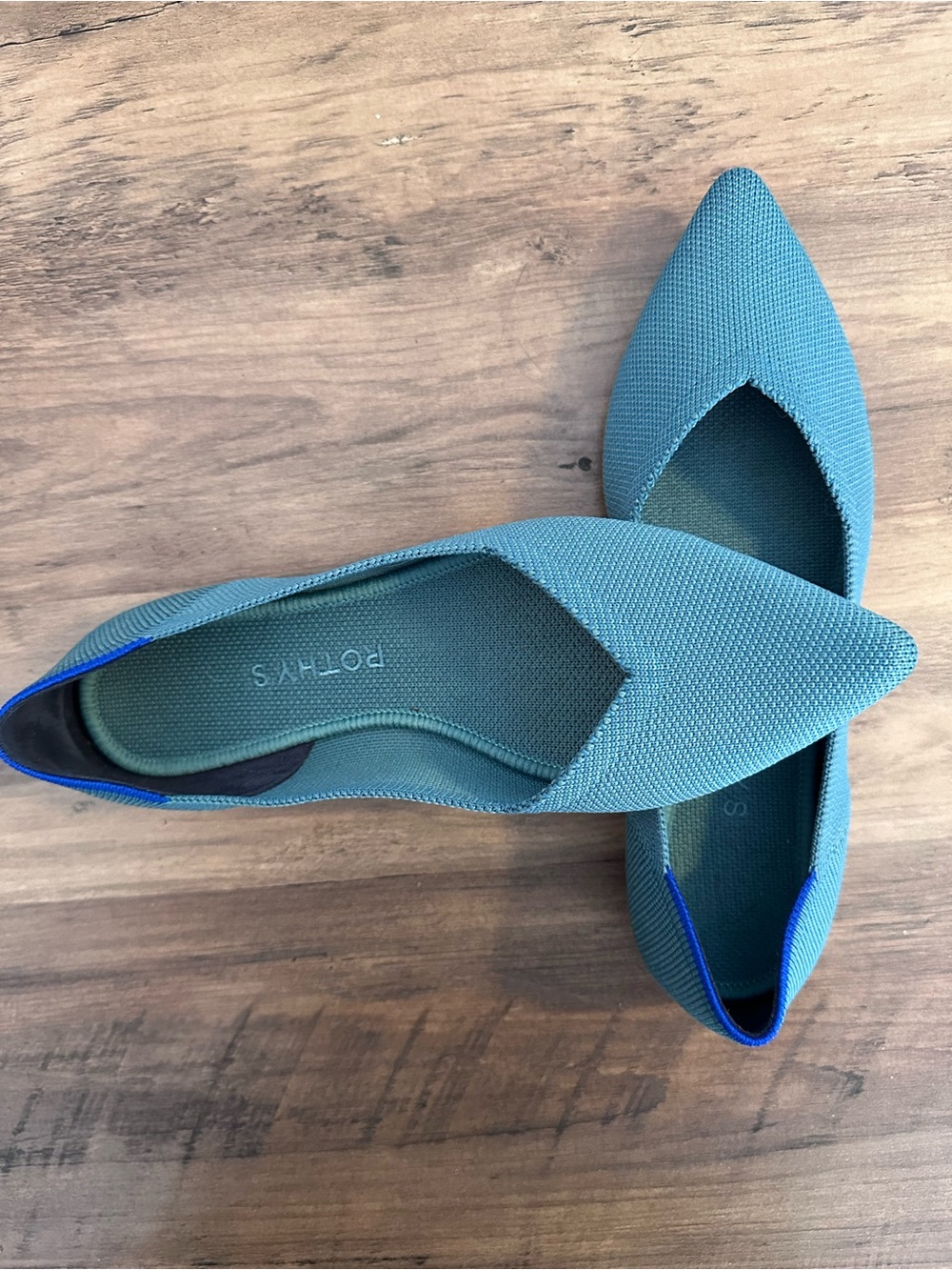 Rothy’s The Point Teal Blue Knit Flats Size 7.5 - Picture 3 of 6